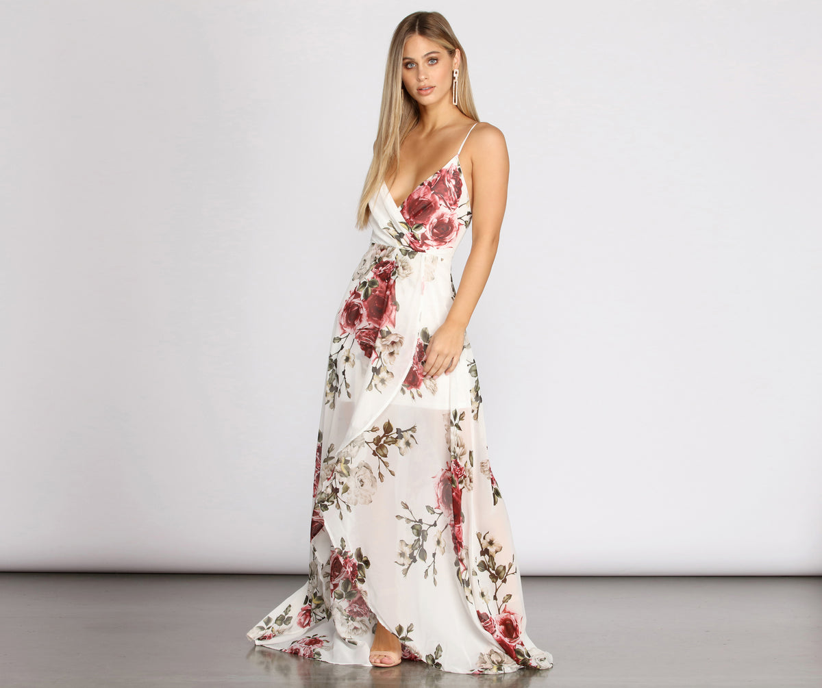 Claire Floral Chiffon Wrap Dress | Windsor